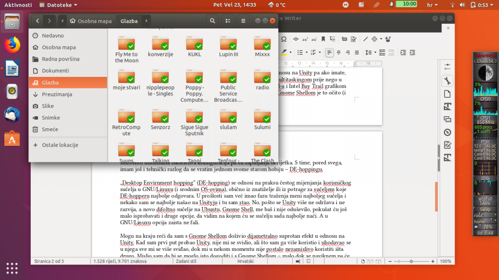 Ubuntu Artful desktop s otvornim prozorima